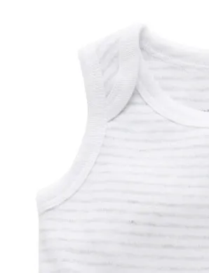 2 Pack Singlet Body Suit White/Pale Grey Stripe