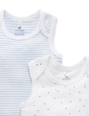 2 Pack Singlet Bodysuit Pale Blue Pack