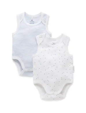 2 Pack Singlet Bodysuit Pale Blue Pack