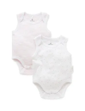 2 Pack Singlet Bodysuit Pale Pink Pack