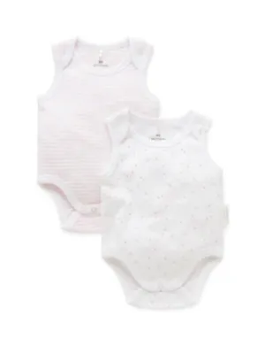 2 Pack Singlet Bodysuit Pale Pink Pack
