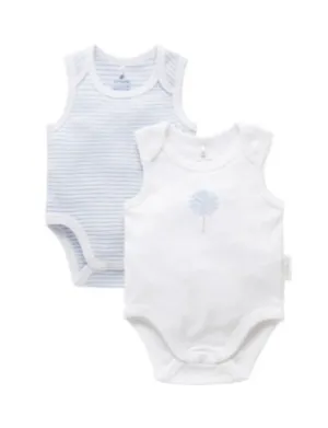 2 Pack Singlet Bodysuit White/Pale Blue