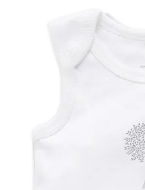2 Pack Singlet Bodysuit White/Pale Grey Stripe