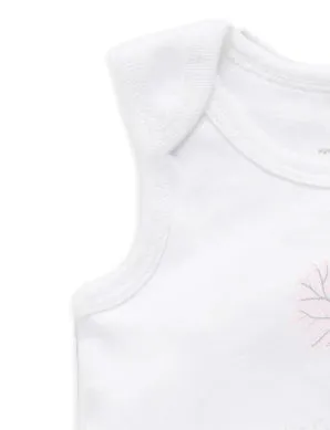 2 Pack Singlet Bodysuit White/Pale Pink Stripe