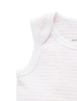 2 Pack Singlet Bodysuit White/Pale Pink Stripe