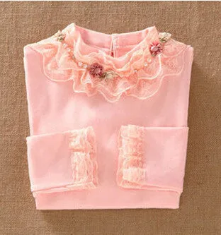3-12T Kids Girl Sweater Fashion Lace Sweater Children Cotton Cardigan Baby Outerwear Girls Knitwear Clothes