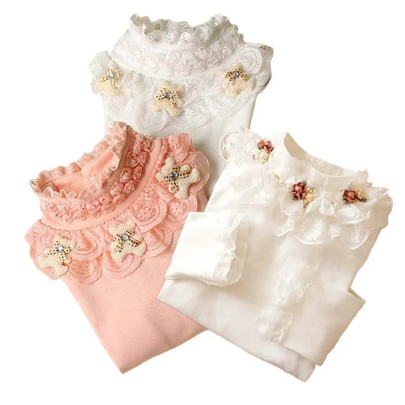 3-12T Kids Girl Sweater Fashion Lace Sweater Children Cotton Cardigan Baby Outerwear Girls Knitwear Clothes