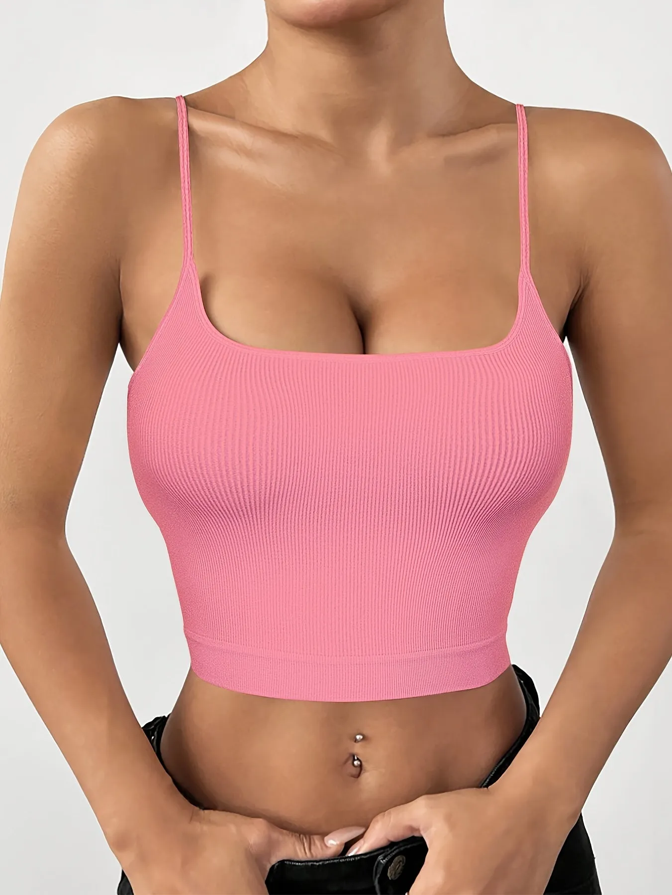 4-Pack Women's Polyamide Strapless Boho Knit Camisoles - Solid Color, Elastic, No Padding
