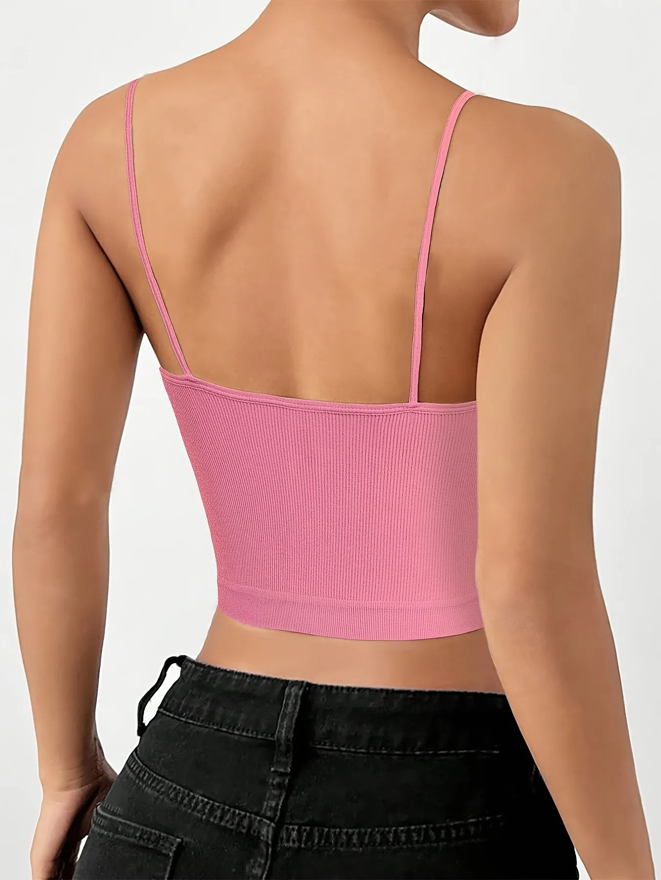 4-Pack Women's Polyamide Strapless Boho Knit Camisoles - Solid Color, Elastic, No Padding