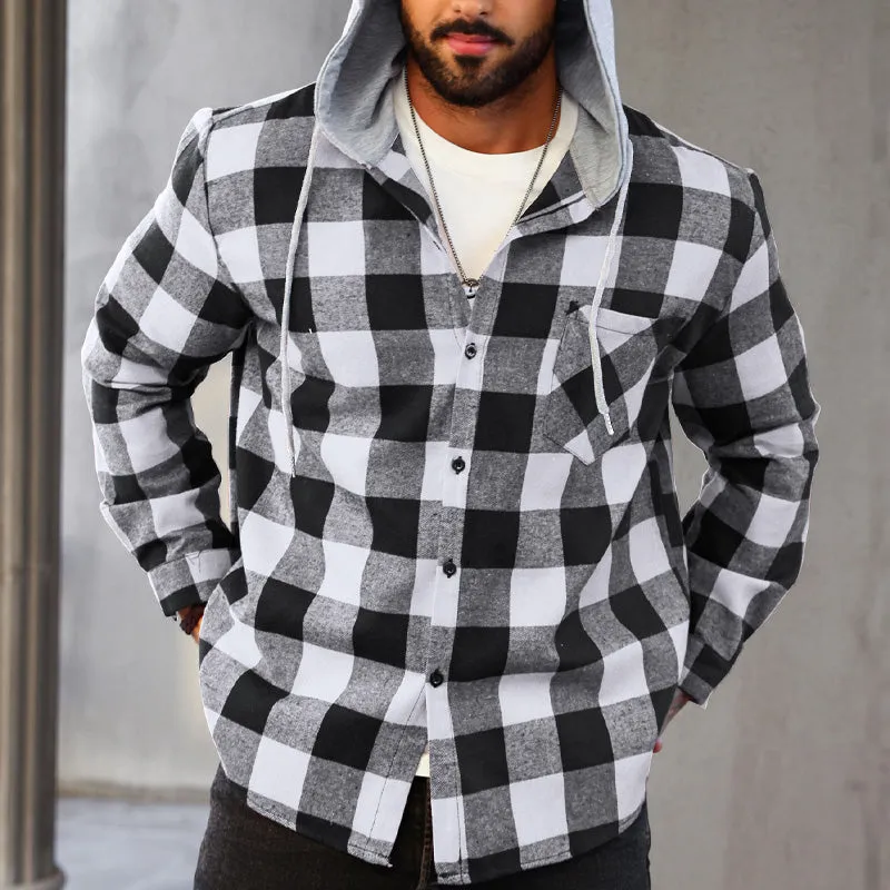 🔥50%OFF Christmas Sale🔥Men's Versatile Hooded Plaid Flannel Shirt