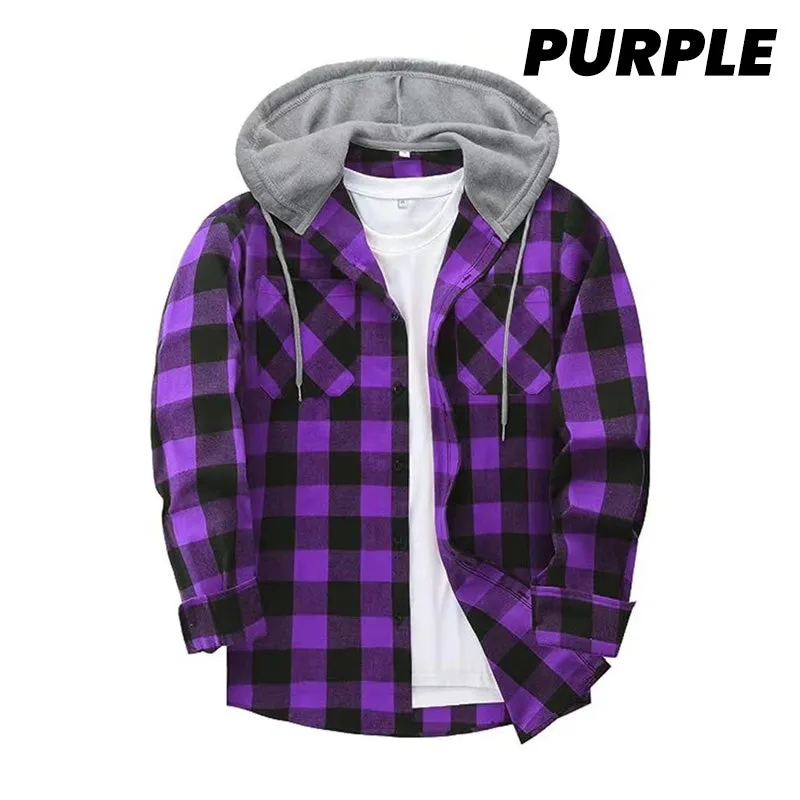 🔥50%OFF Christmas Sale🔥Men's Versatile Hooded Plaid Flannel Shirt