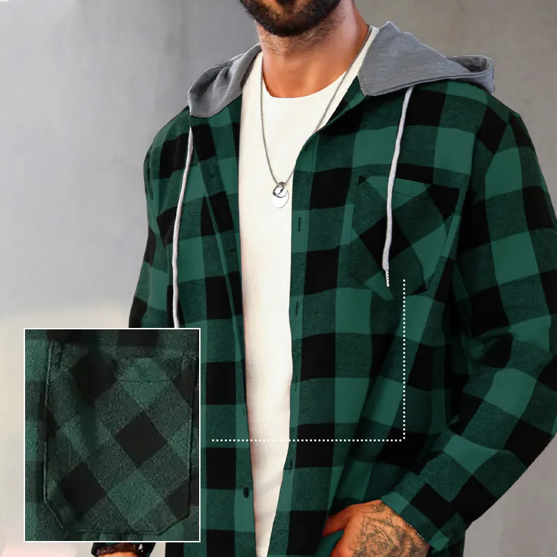 🔥50%OFF Christmas Sale🔥Men's Versatile Hooded Plaid Flannel Shirt