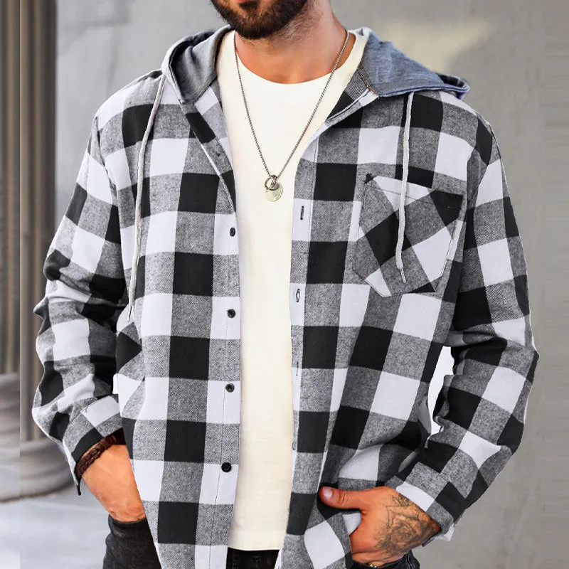 🔥50%OFF Christmas Sale🔥Men's Versatile Hooded Plaid Flannel Shirt