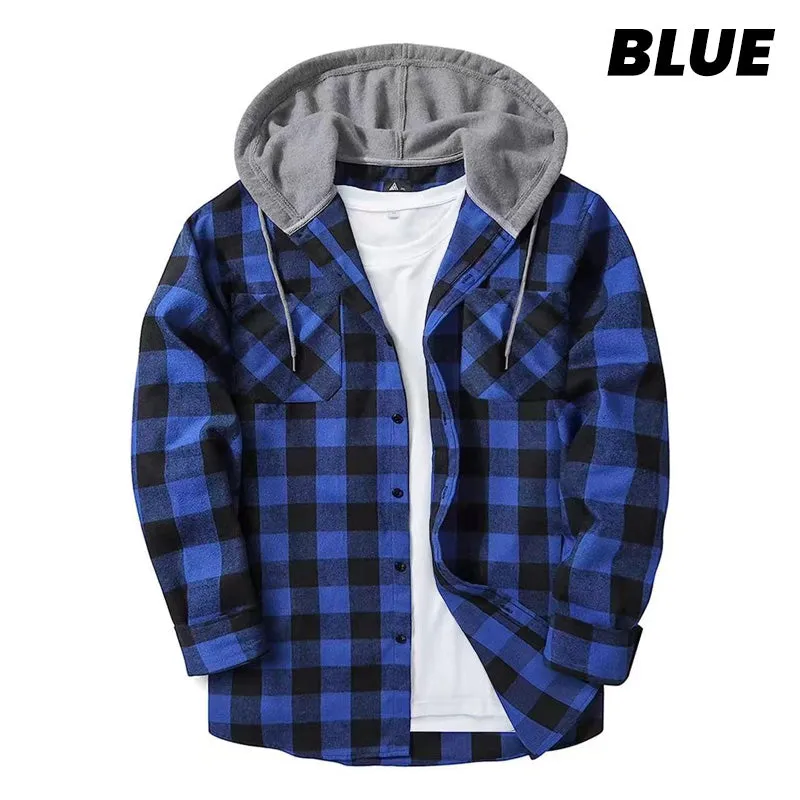 🔥50%OFF Christmas Sale🔥Men's Versatile Hooded Plaid Flannel Shirt