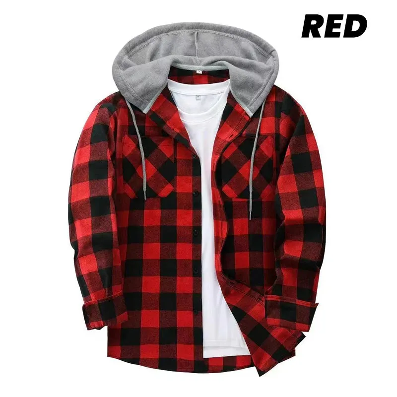 🔥50%OFF Christmas Sale🔥Men's Versatile Hooded Plaid Flannel Shirt