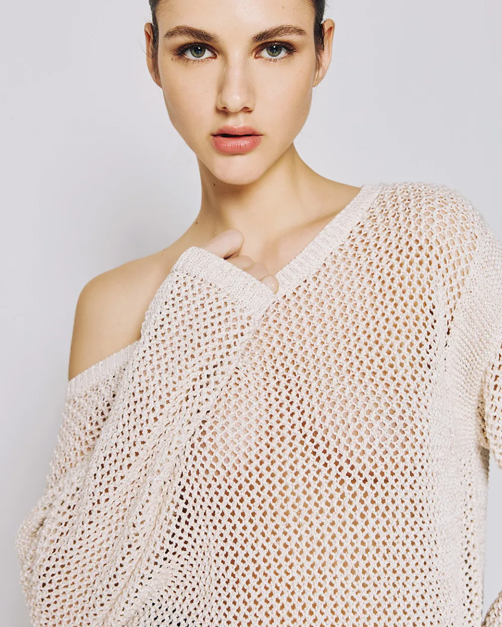 Access Fashion Boat-Neck Open Knit Jumper