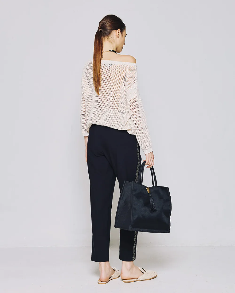 Access Fashion Boat-Neck Open Knit Jumper