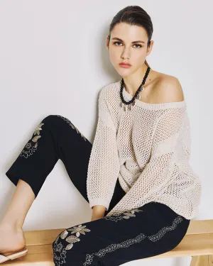 Access Fashion Boat-Neck Open Knit Jumper