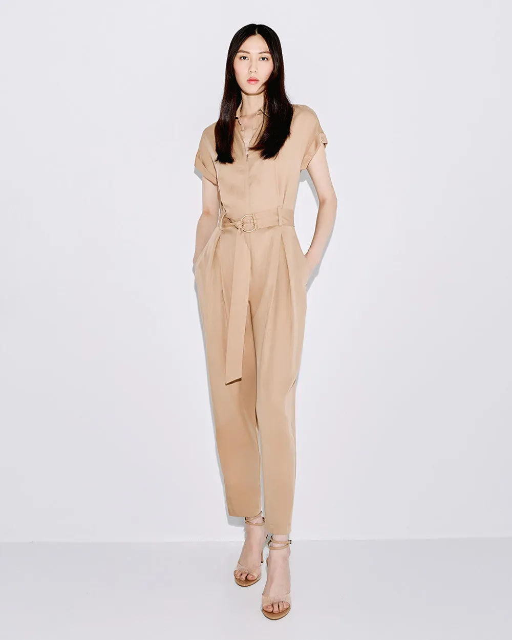 Access Fashion Tapered Leg Belted Jumpsuit