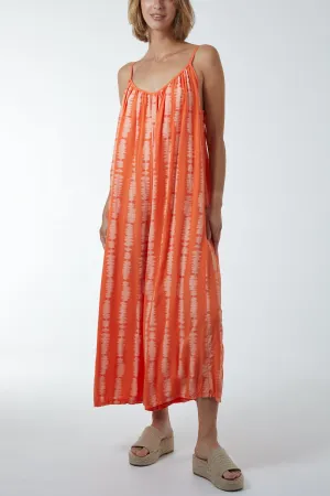 Adjustable Strap Relaxed Fit Tie Dye Jumpsuit