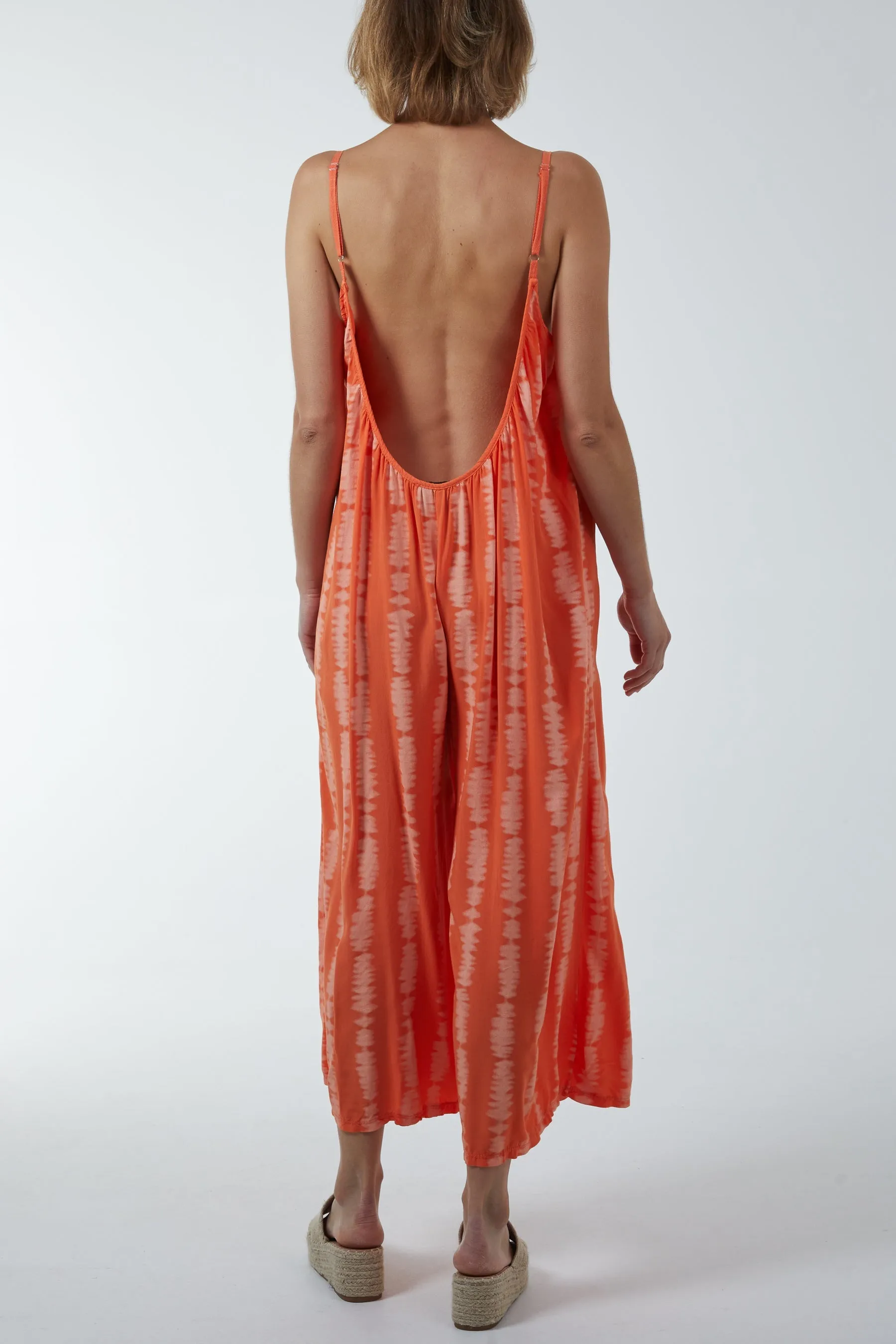 Adjustable Strap Relaxed Fit Tie Dye Jumpsuit