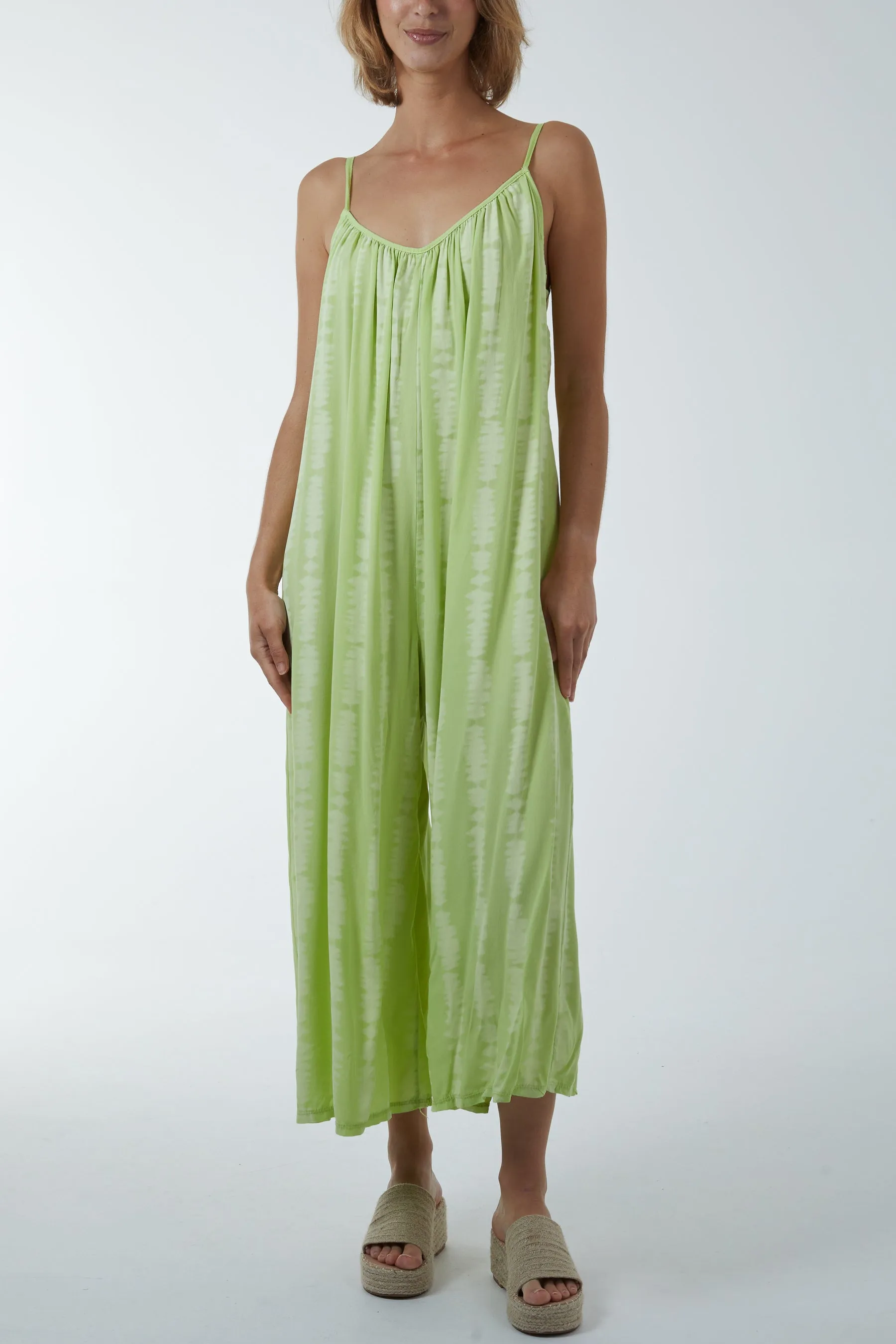 Adjustable Strap Relaxed Fit Tie Dye Jumpsuit