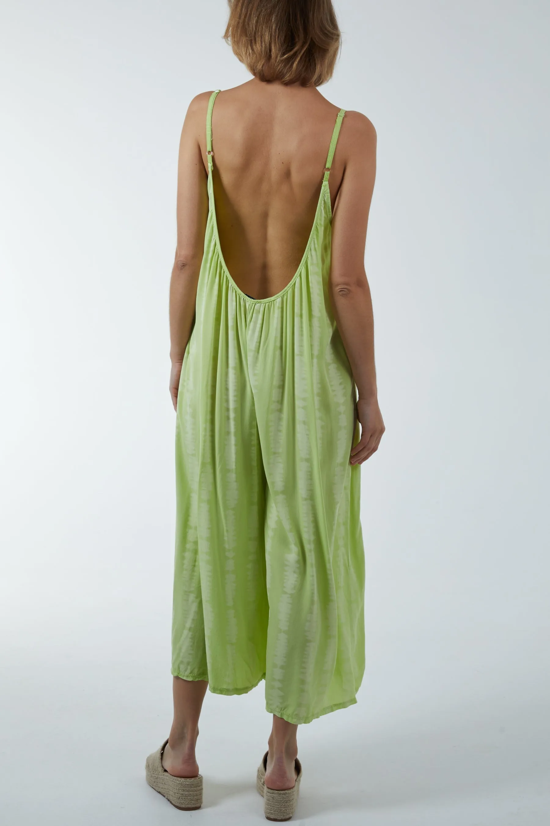 Adjustable Strap Relaxed Fit Tie Dye Jumpsuit
