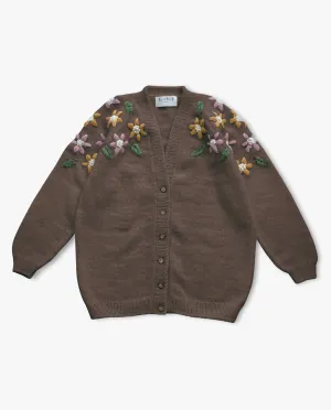 Adult Flower Rain cardigan | Brown