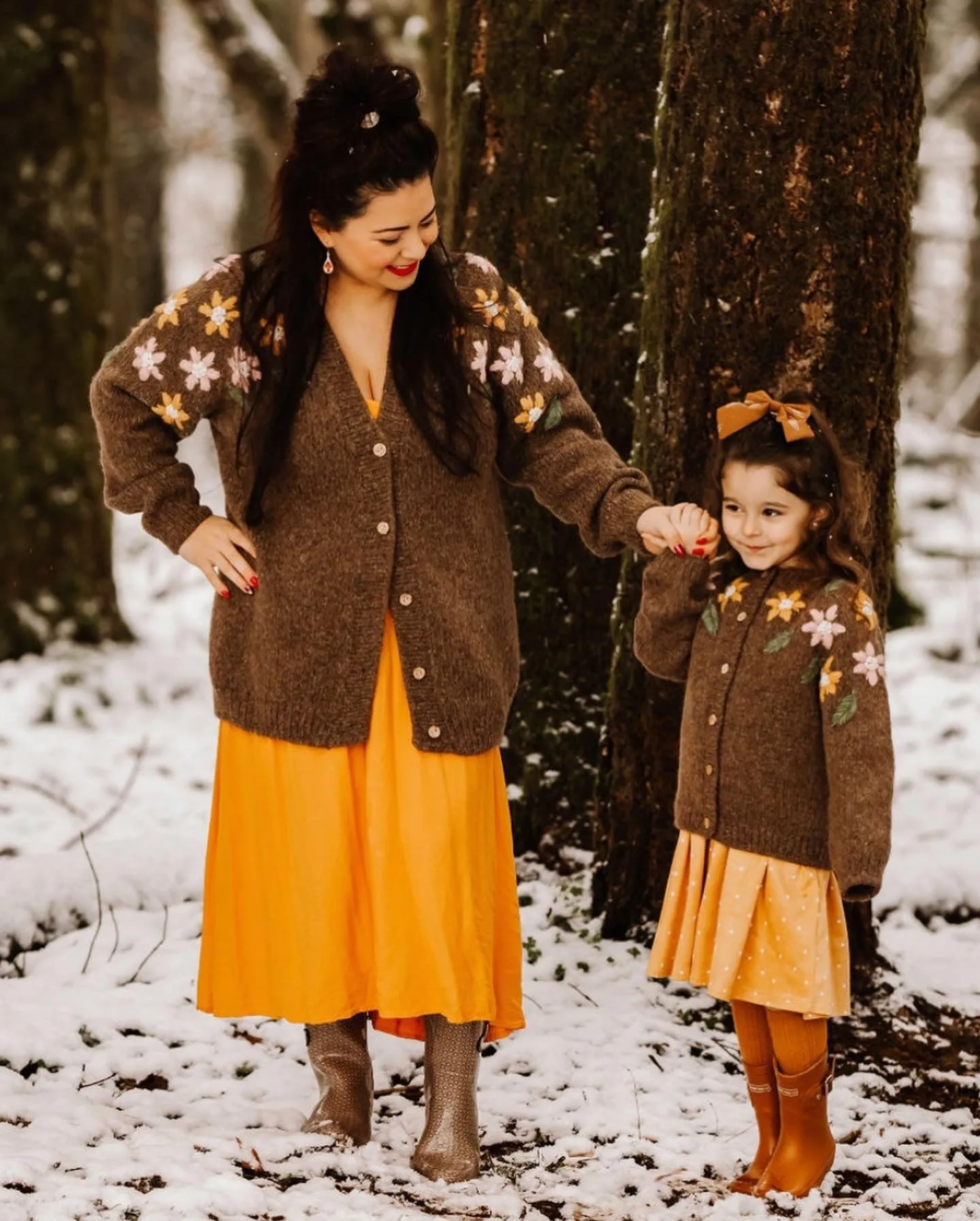 Adult Flower Rain cardigan | Brown