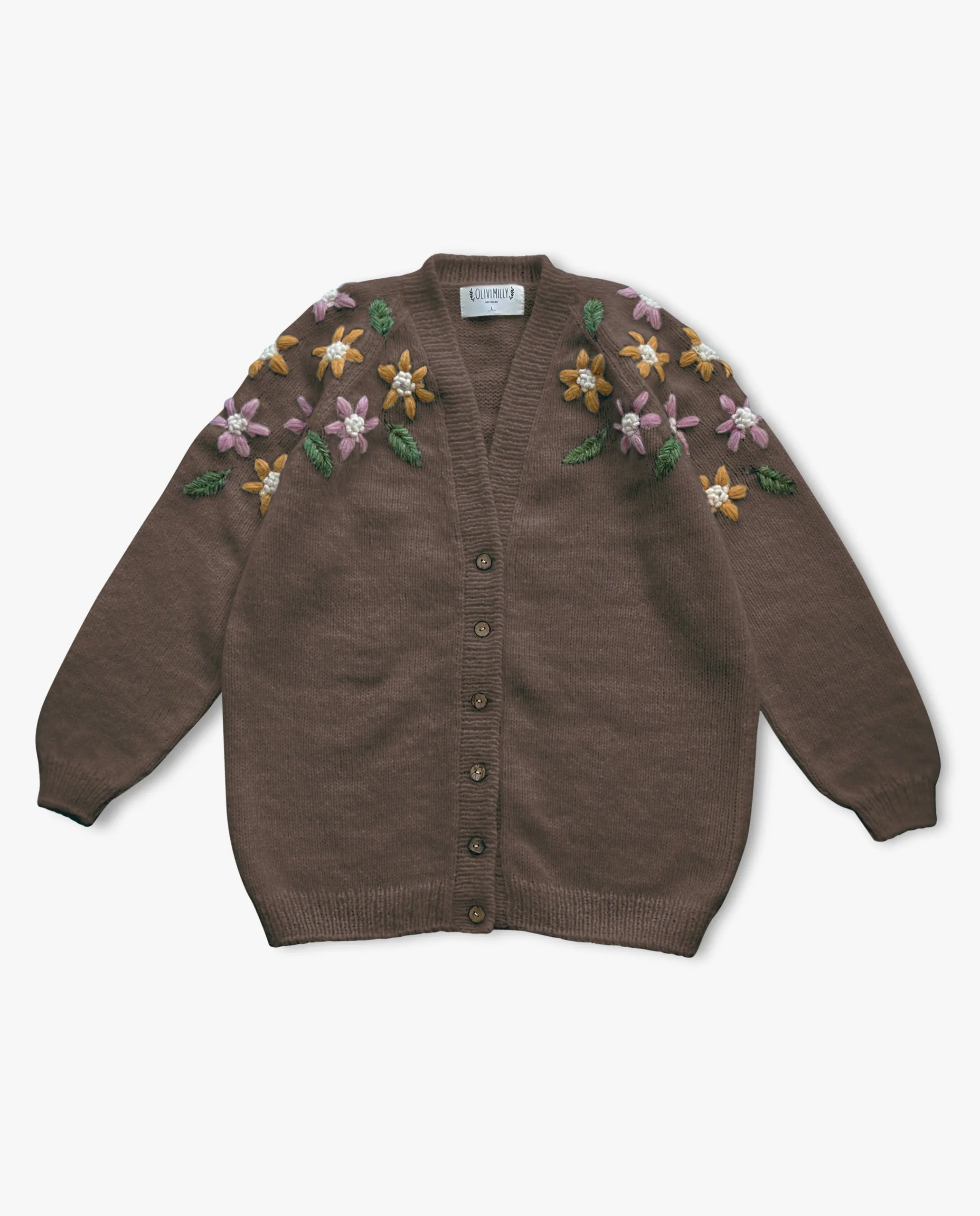Adult Flower Rain cardigan | Brown