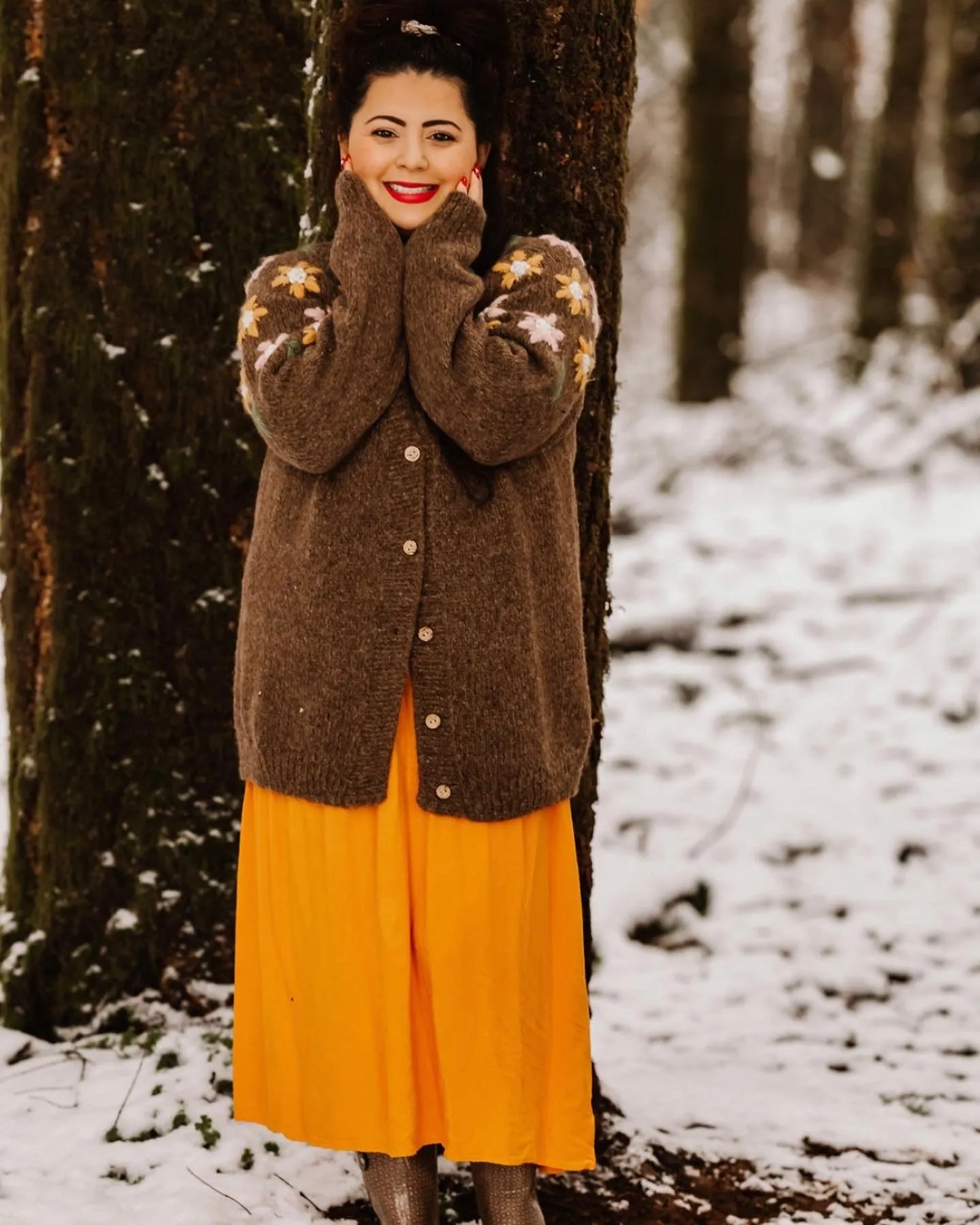 Adult Flower Rain cardigan | Brown