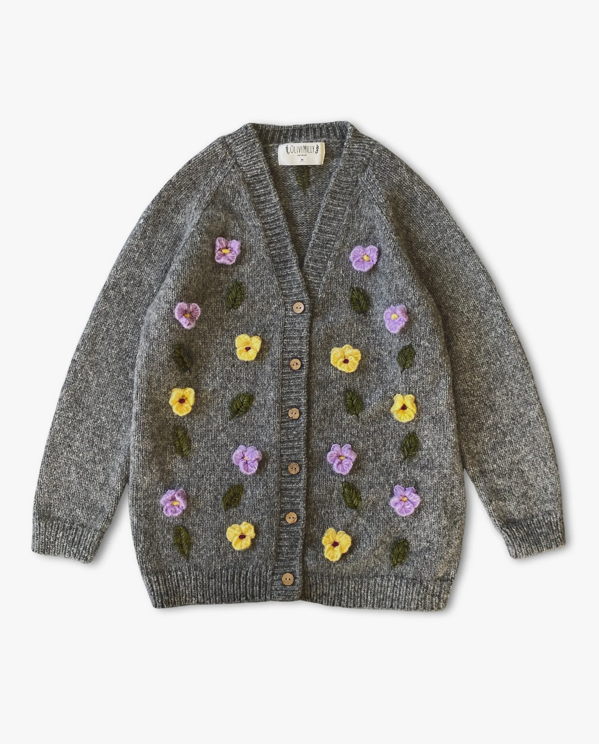 Adult Violets cardigan | Dark Grey