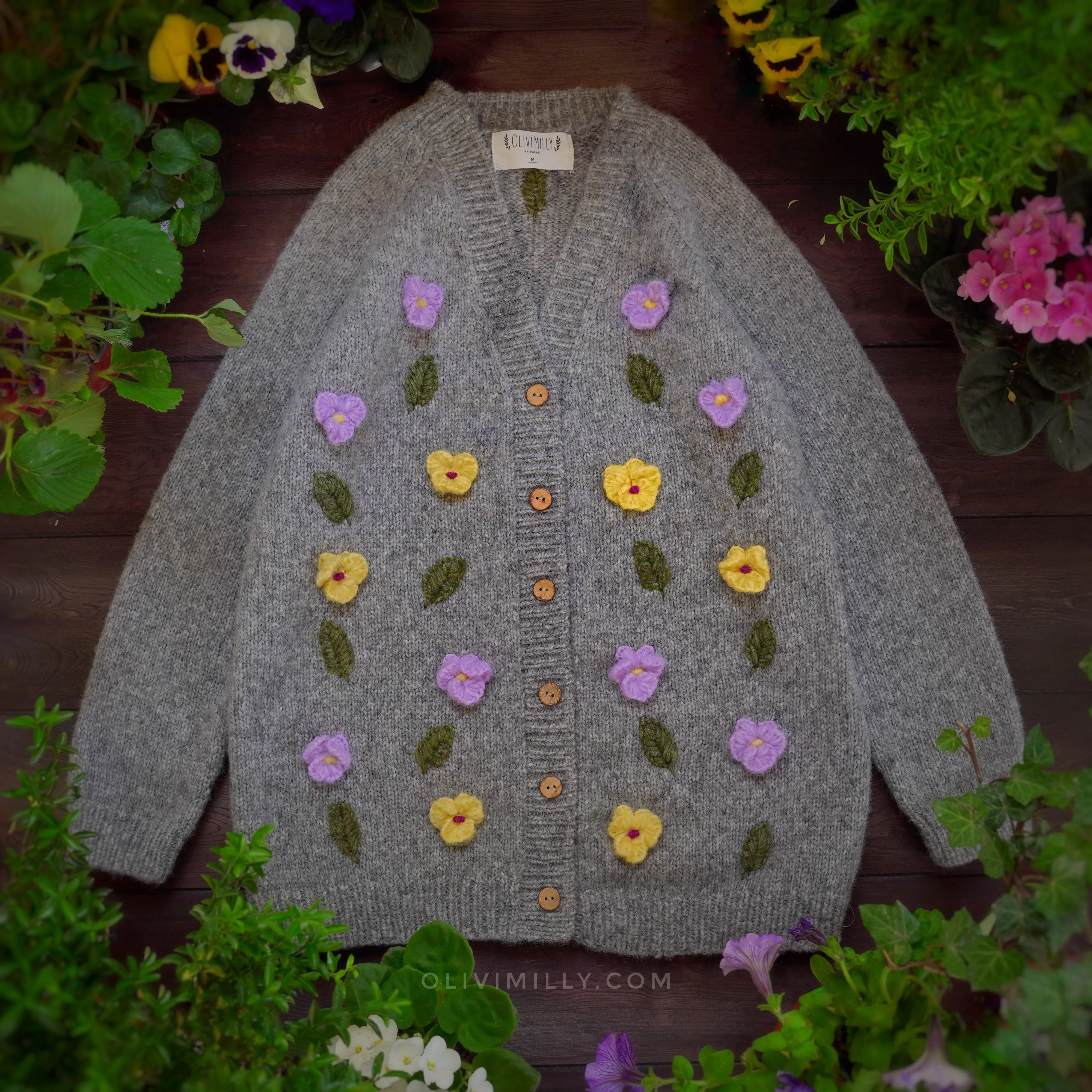 Adult Violets cardigan | Dark Grey