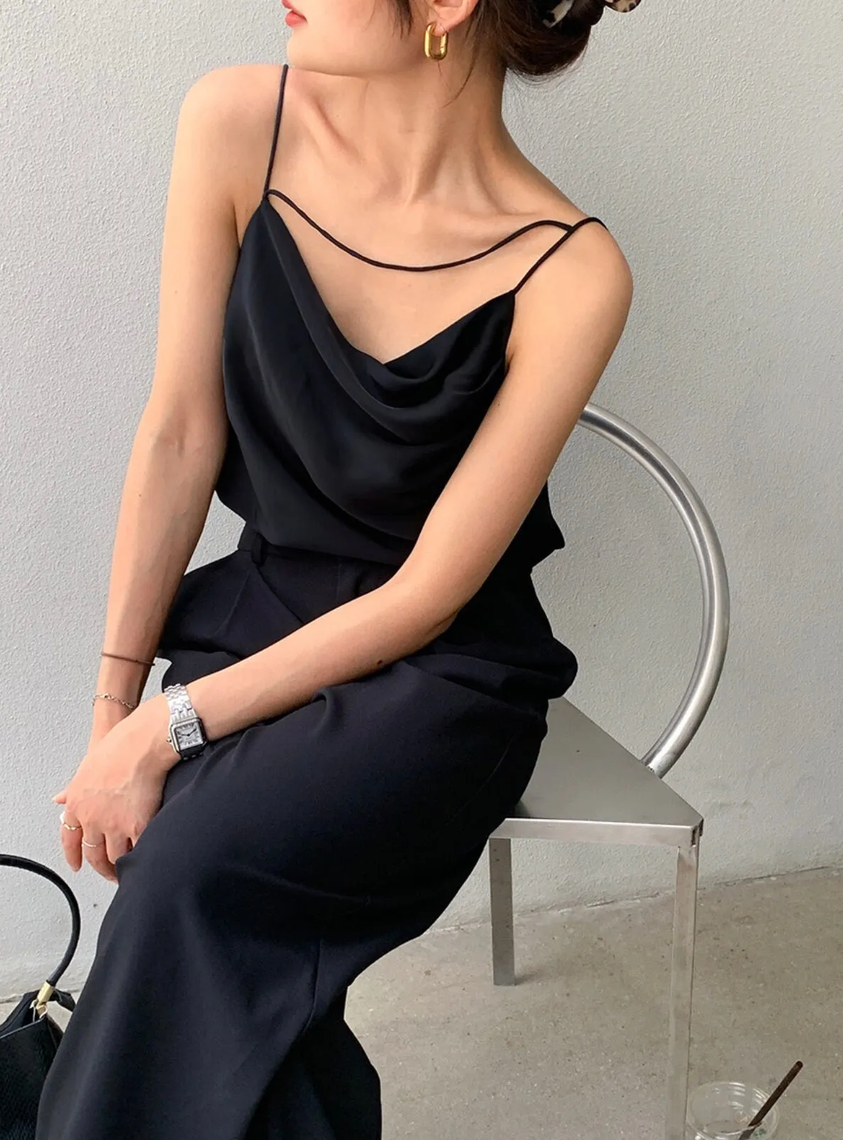 Asymmetric Strap Drape Camisole [2 Colours]