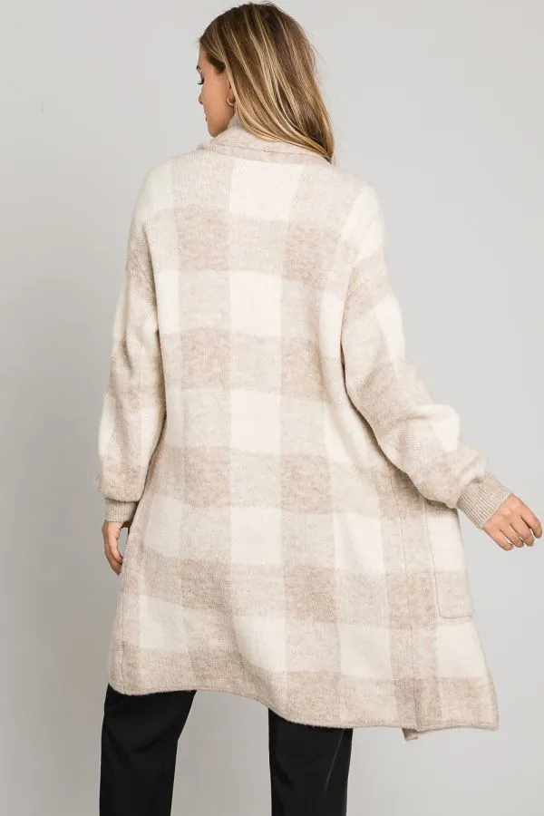Autumn Buffalo Plaid Long Cardigan