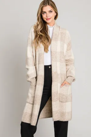 Autumn Buffalo Plaid Long Cardigan