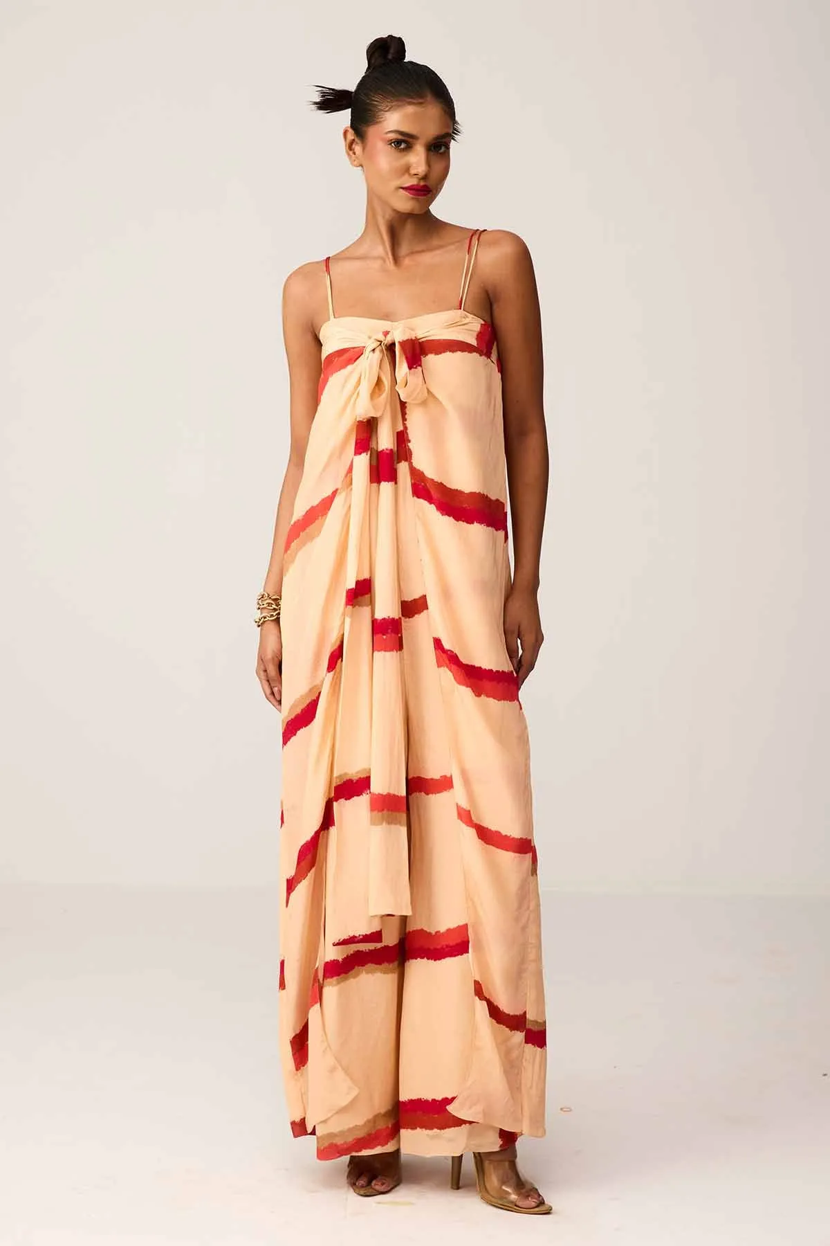Beige Off-Shoulder Jumpsuit