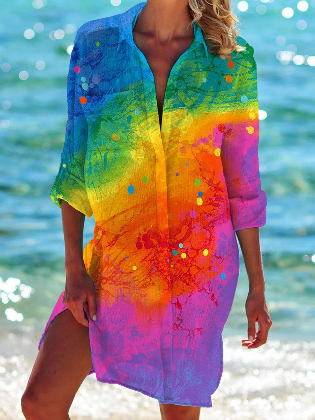 Bikini Coat Shirt Swimsuit Cardigan Women's Clothes Print Holiday Beach Shirt