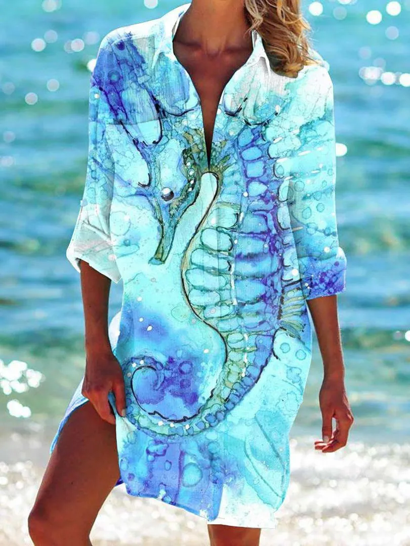 Bikini Coat Shirt Swimsuit Cardigan Women's Clothes Print Holiday Beach Shirt