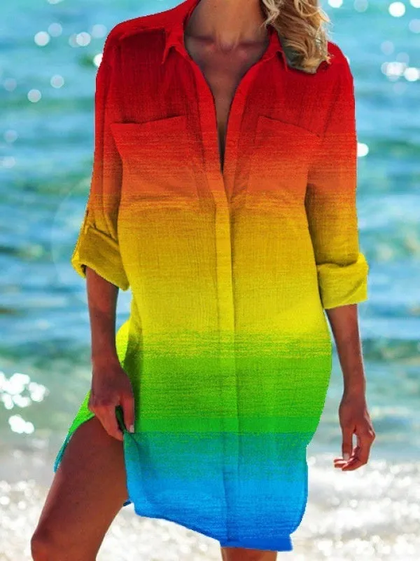 Bikini Coat Shirt Swimsuit Cardigan Women's Clothes Print Holiday Beach Shirt