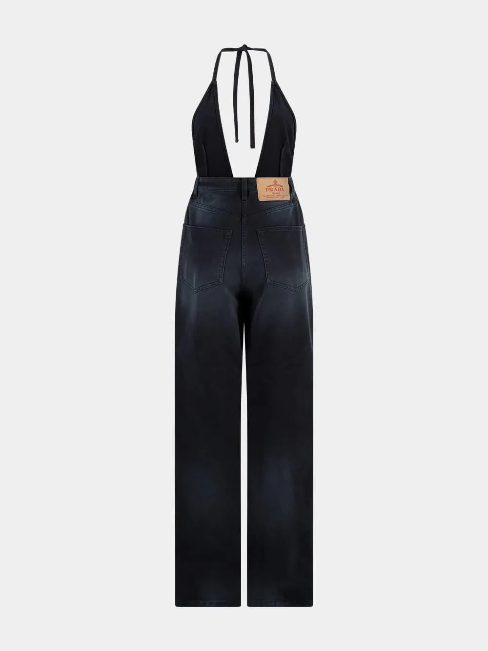 Black Denim Halterneck Jumpsuit