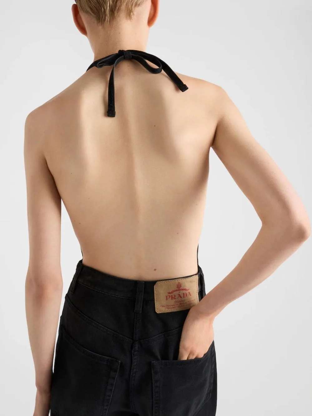 Black Denim Halterneck Jumpsuit