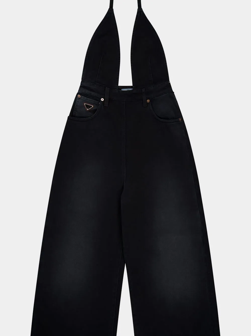 Black Denim Halterneck Jumpsuit