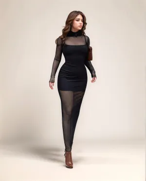 Black Mesh Maxi Dress