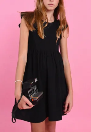 Black Ruffle Arm Dress