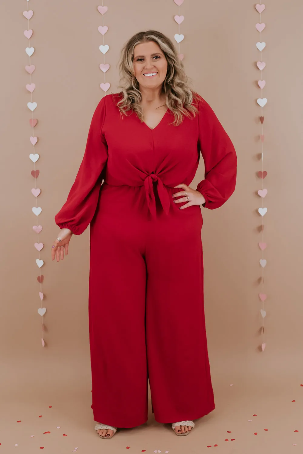 Black Tie Event Wide Leg Jumpsuit, red