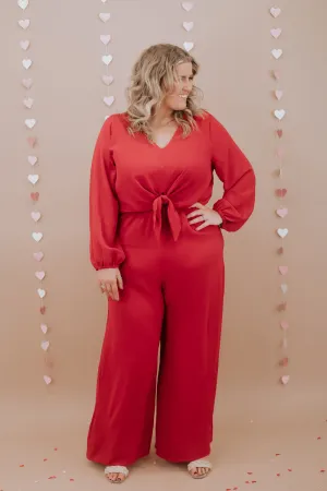 Black Tie Event Wide Leg Jumpsuit, red