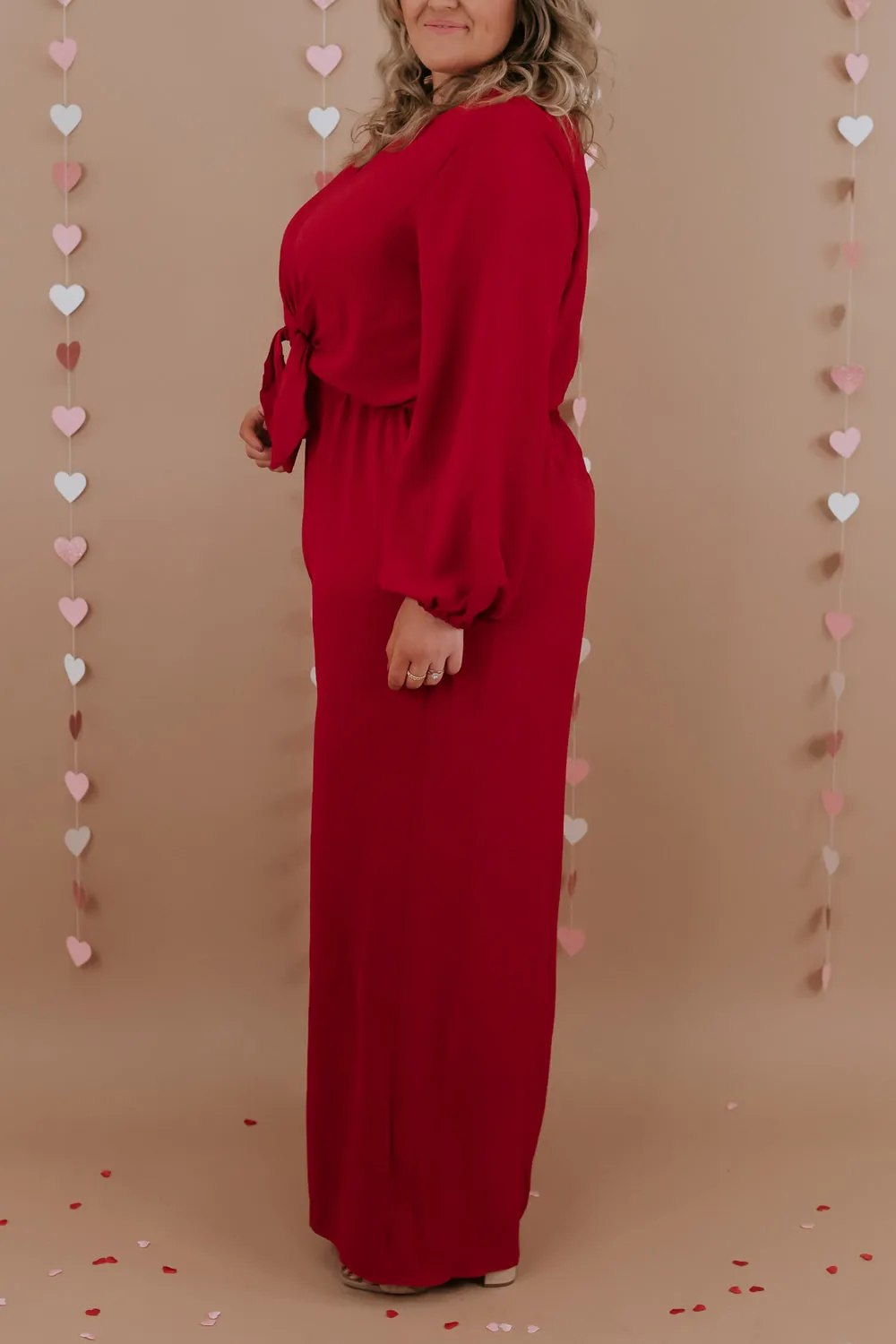 Black Tie Event Wide Leg Jumpsuit, red
