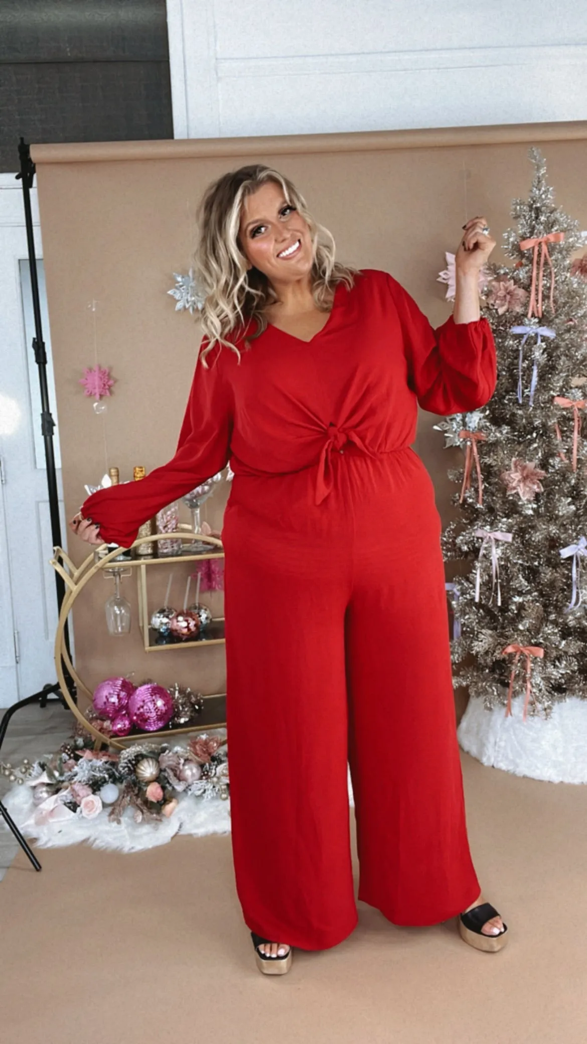 Black Tie Event Wide Leg Jumpsuit, red