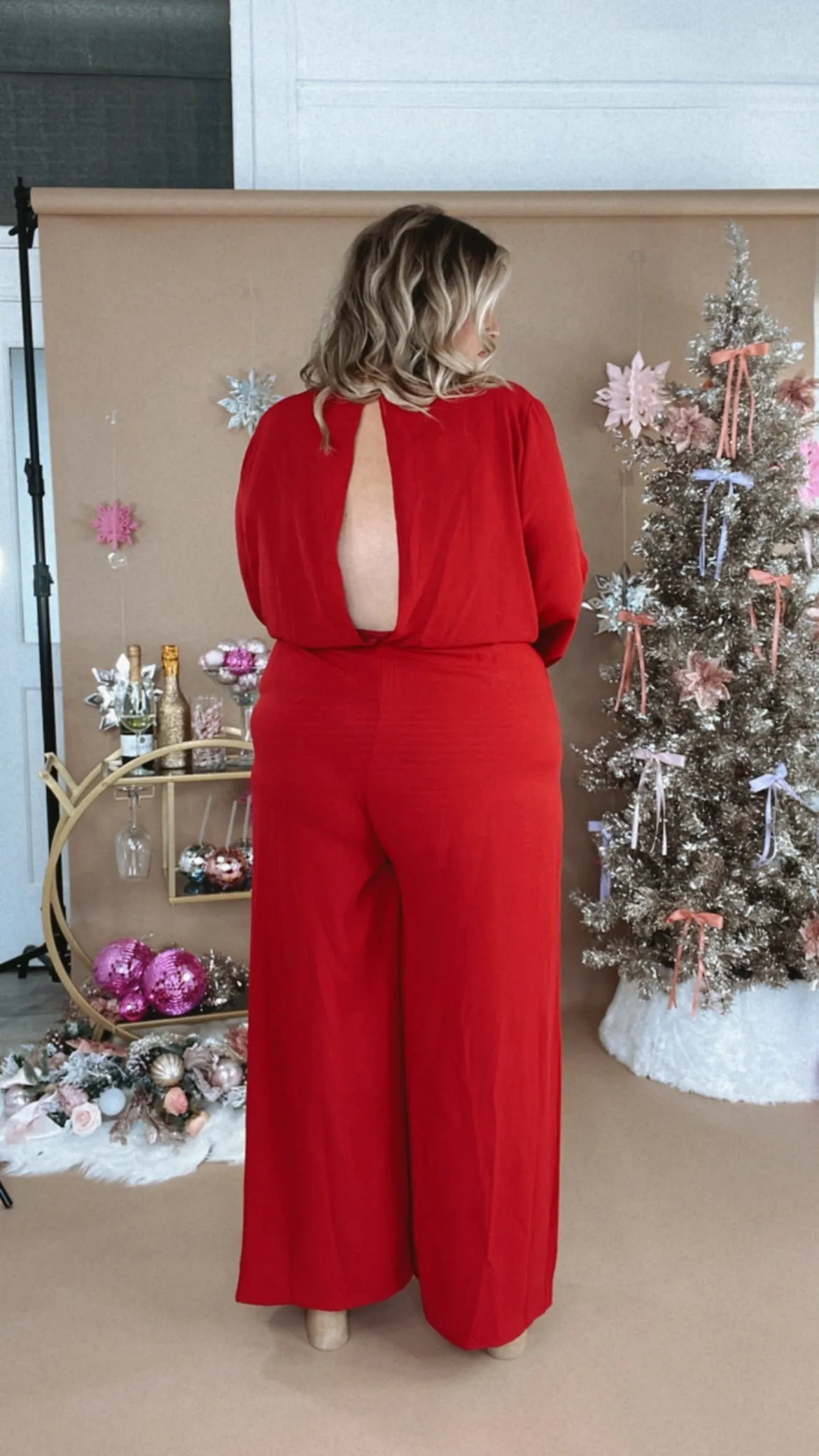 Black Tie Event Wide Leg Jumpsuit, red